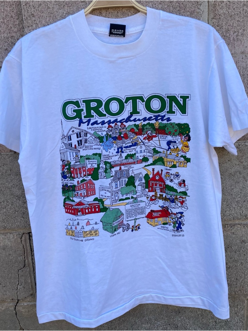 Vintage 90s Groton Massachusetts Single Stitch Graphic Souvenir T-Shirt Large
